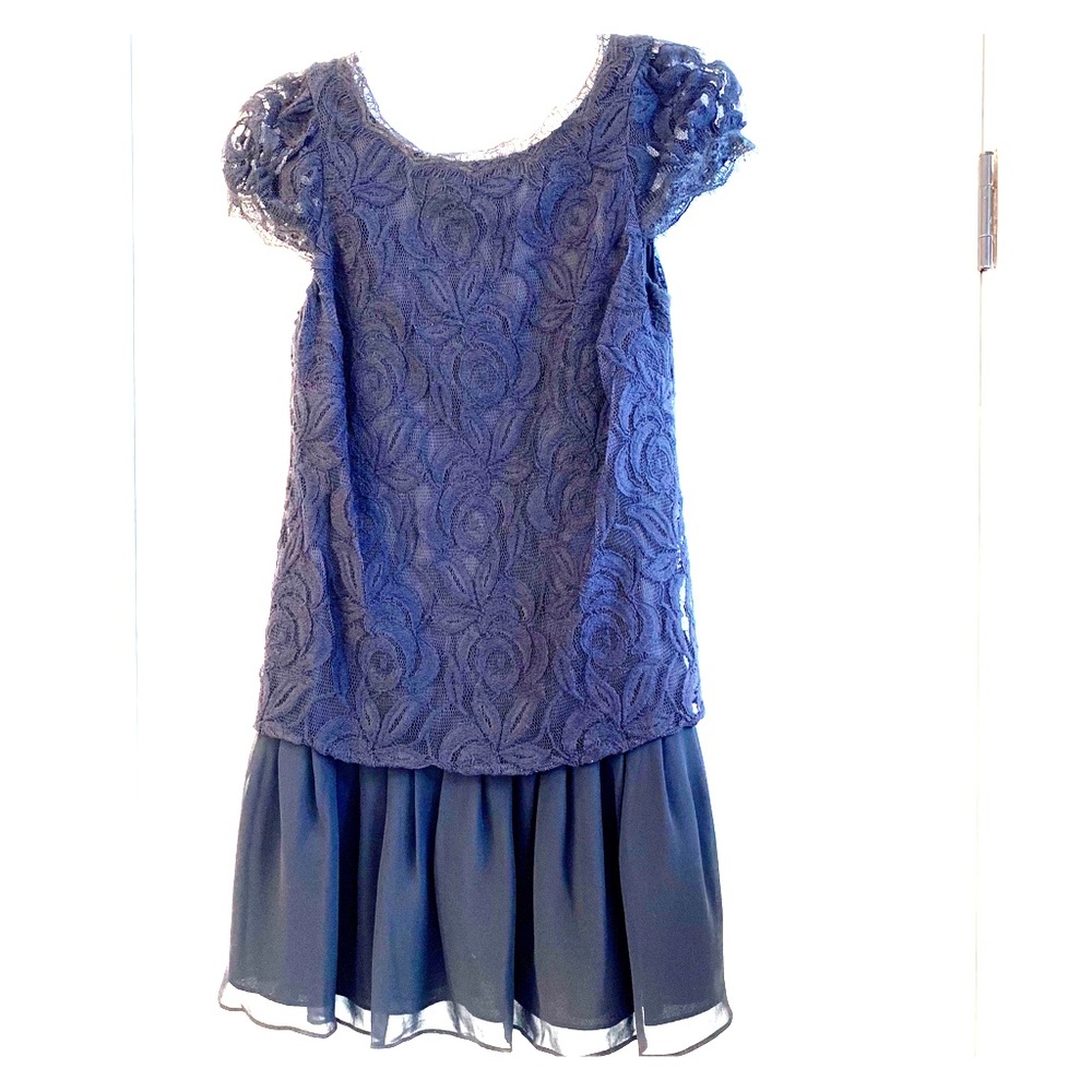 BCBGeneration Black Lace Drop Waist Mini Dress NWT